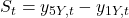  S_{t} = y_{5Y,t} - y_{1Y,t} 