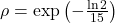  \rho=\exp{\left(-\frac{\ln{2}}{15}\right)} 