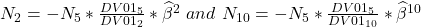  N_2 = -N_5 \ast \frac{DV01_5}{DV01_2} \ast \widehat{\beta}^2  \ and \ N_{10} = -N_5 \ast \frac{DV01_5}{DV01_{10}} \ast \widehat{\beta}^{10} 