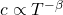  c\propto T^{-\beta} 