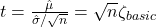  t=\frac{\hat{\mu}}{\hat{\sigma}/\sqrt n}=\sqrt n\zeta_{basic} 