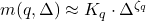  m(q, \Delta) \approx K_q \cdot \Delta^{\zeta_q} 