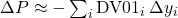  \Delta P \approx -\sum_i \mathrm{DV01}_i\,\Delta y_i 