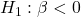  H_1: \beta < 0 