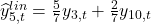  {\widehat{y}}_{5,t}^{lin} = \frac{5}{7}y_{3,t} + \frac{2}{7}y_{10,t} 