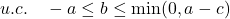  u.c. \quad -a \leq b \leq \min(0, a-c) 
