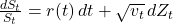  \frac{dS_t}{S_t} = r(t) \, dt + \sqrt{v_t} \, dZ_t 
