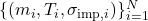  \{(m_i, T_i, \sigma_{\text{imp},i})\}_{i=1}^{N} 
