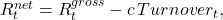  R_{t}^{net} = R_{t}^{gross} - c\, Turnover_{t}, 