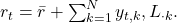  r_t = \bar r + \sum_{k=1}^{N} y_{t,k} , L_{\cdot k}. 