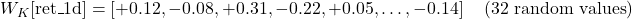  W_{K}[\mathrm{ret\_1d}] = \left[ +0.12, -0.08, +0.31, -0.22, +0.05, \ldots, -0.14 \right] \quad (32\ \mathrm{random\ values}) 