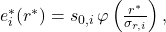  e^*_i(r^*) = s_{0,i}\,\varphi\left(\frac{r^*}{\sigma_{r,i}}\right), 