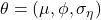 \theta = (\mu, \phi, \sigma_{\eta})