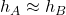 h_{A} \approx h_{B}