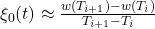  \xi_0(t) \approx \frac{w(T_{i+1}) - w(T_i)}{T_{i+1} - T_i} 